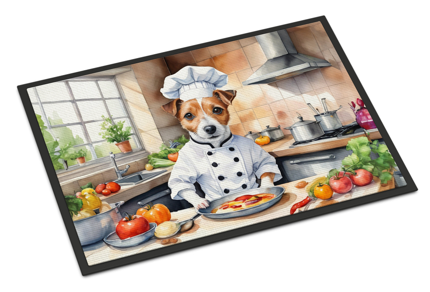 Jack Russell Terrier The Chef Doormat Indoor Outdoor 24H X 36W Front Door Mat Rugs for Entryway, Non Slip Washable Low Pile,