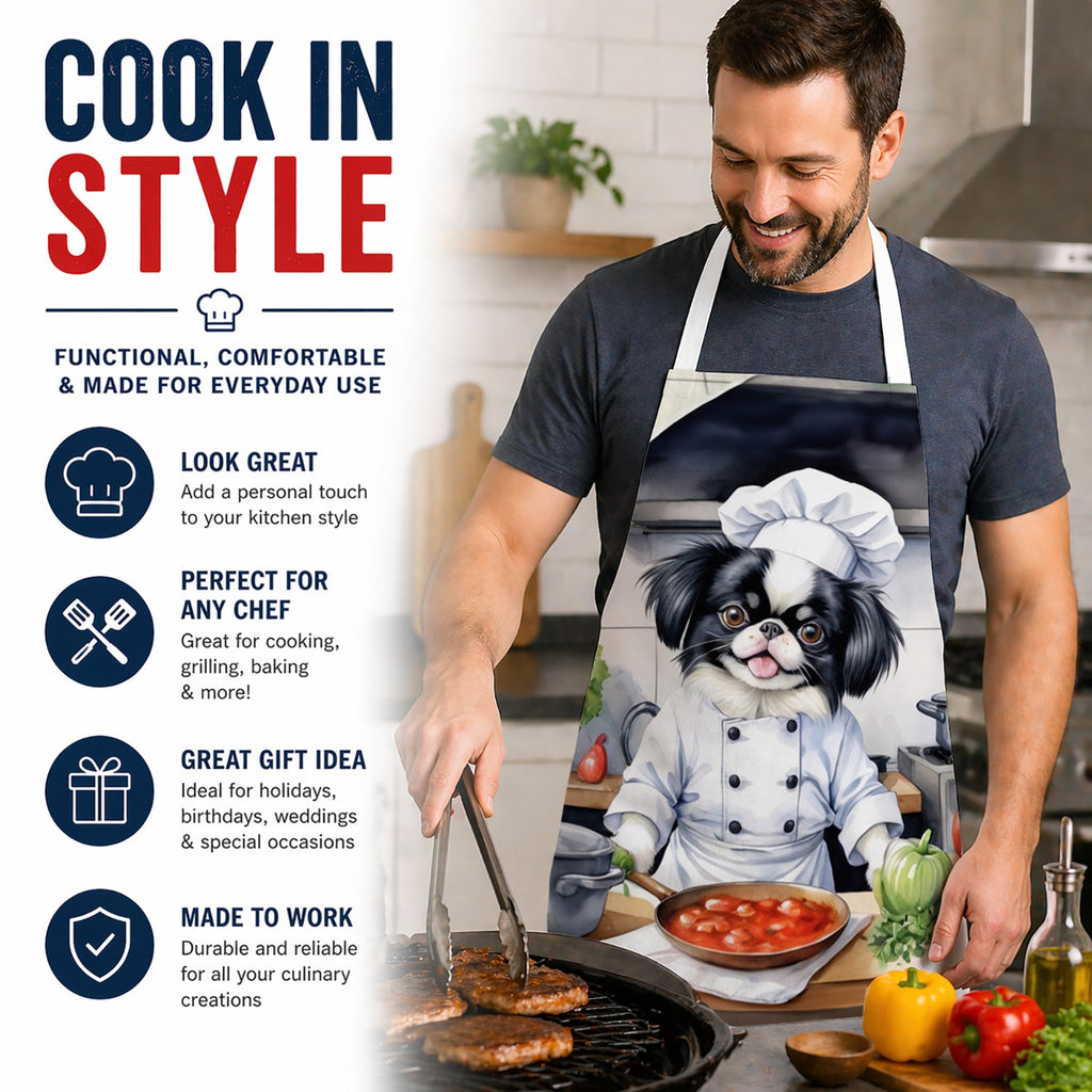 Japanese Chin The Chef Apron Cooking Kitchen Server Baking Crafts Gardening for Adult Women Men, Unisex, Large, Multicolor