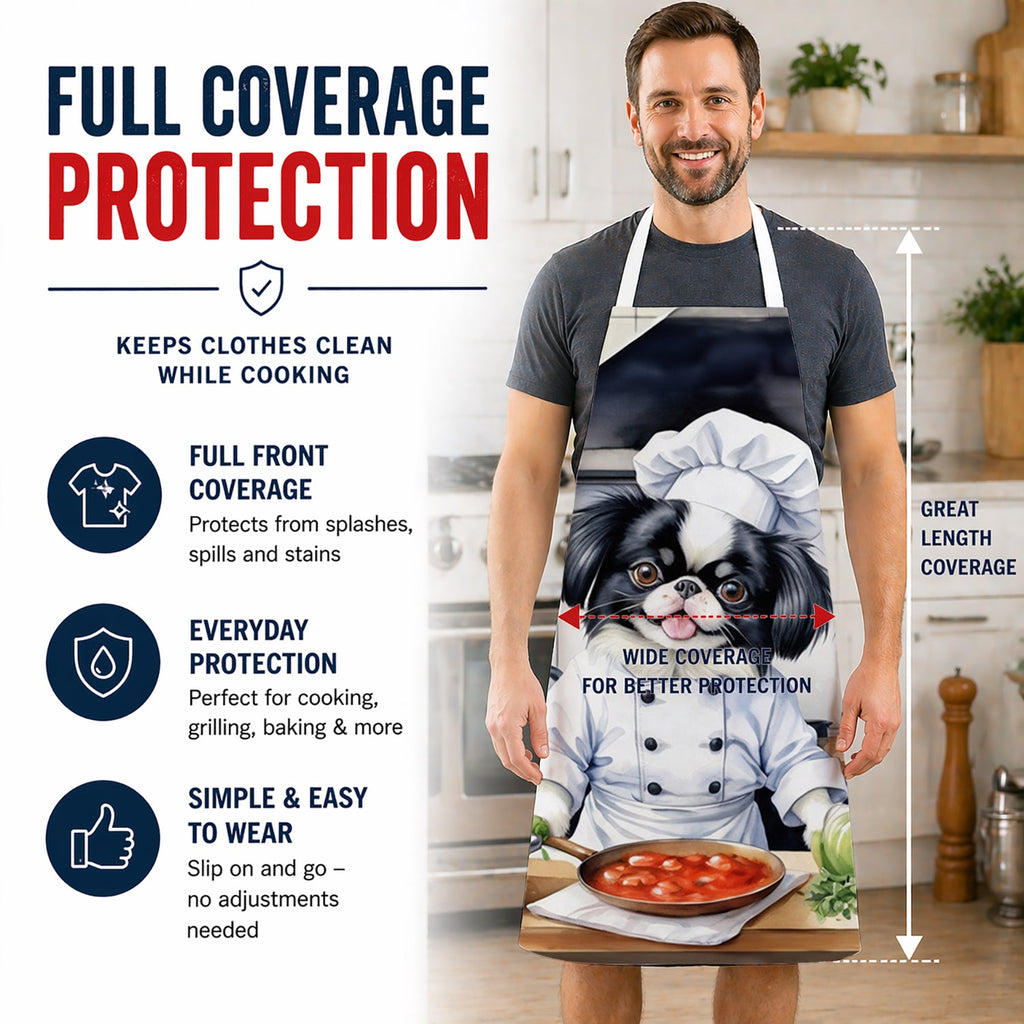 Japanese Chin The Chef Apron Cooking Kitchen Server Baking Crafts Gardening for Adult Women Men, Unisex, Large, Multicolor