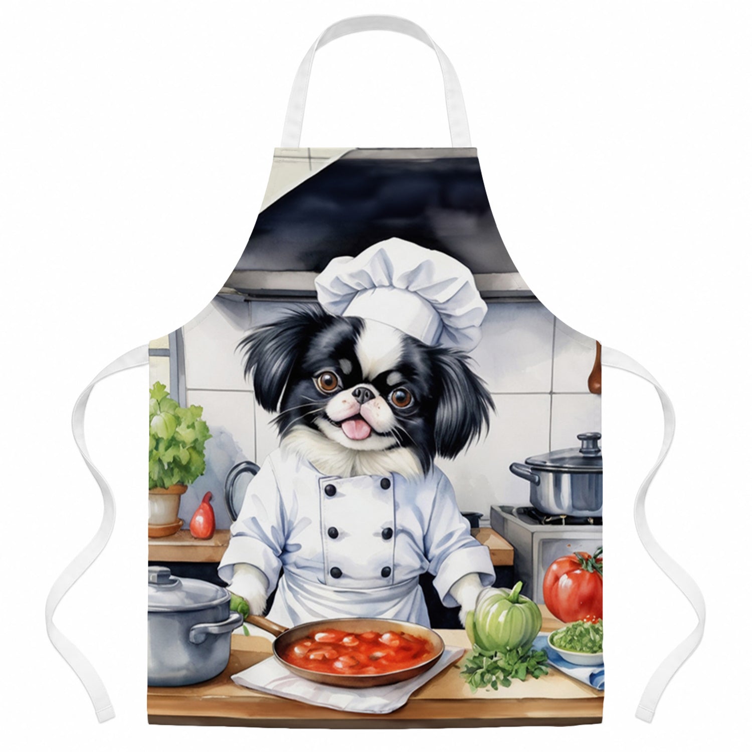 Japanese Chin The Chef Apron Cooking Kitchen Server Baking Crafts Gardening for Adult Women Men, Unisex, Large, Multicolor