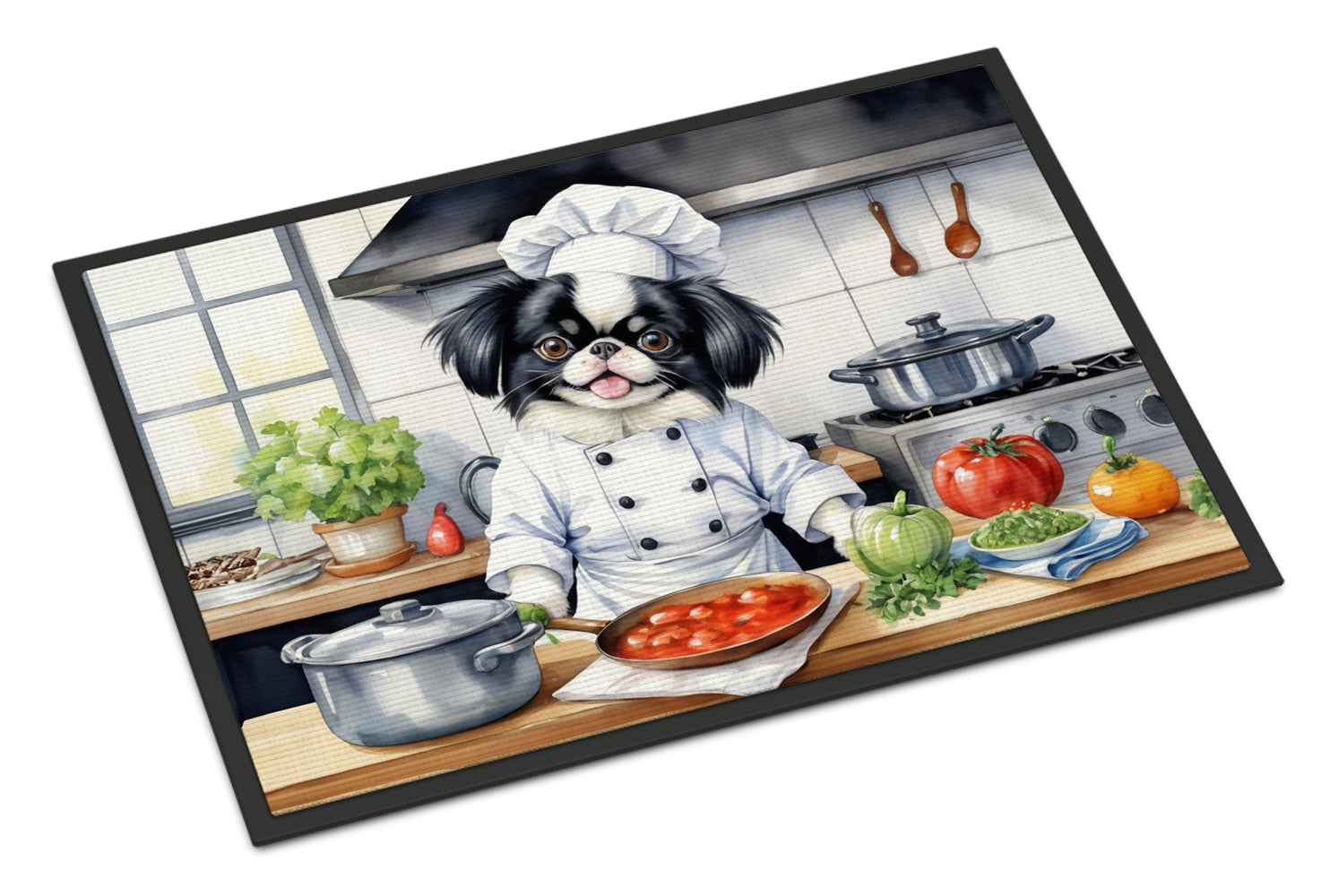 Japanese Chin The Chef Doormat Indoor Outdoor 24H X 36W Front Door Mat Rugs for Entryway, Non Slip Washable Low Pile,