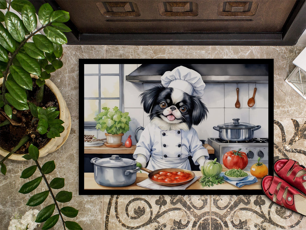 Japanese Chin The Chef Doormat Indoor Outdoor 24H X 36W Front Door Mat Rugs for Entryway, Non Slip Washable Low Pile,
