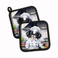 Japanese Chin The Chef Pot Holder Set of 2 Heat Resistant Quilted Hot Pads 7.5 x 7.5 Inch, Insulated Kitchen Trivets for Cooking & Baking