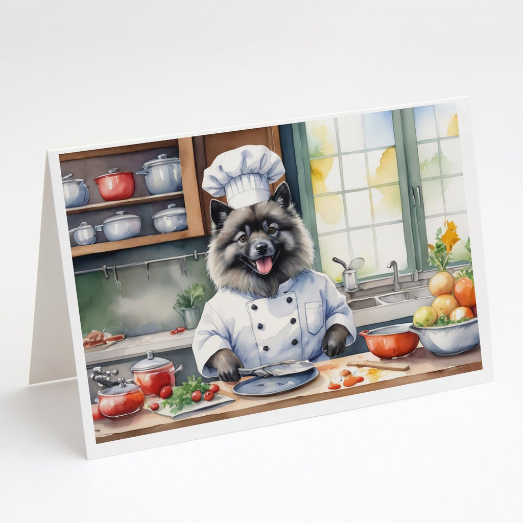 Keeshond The Chef Greeting Cards Pack of 8 Blank Cards with Envelopes Whimsical A7 Size 5x7