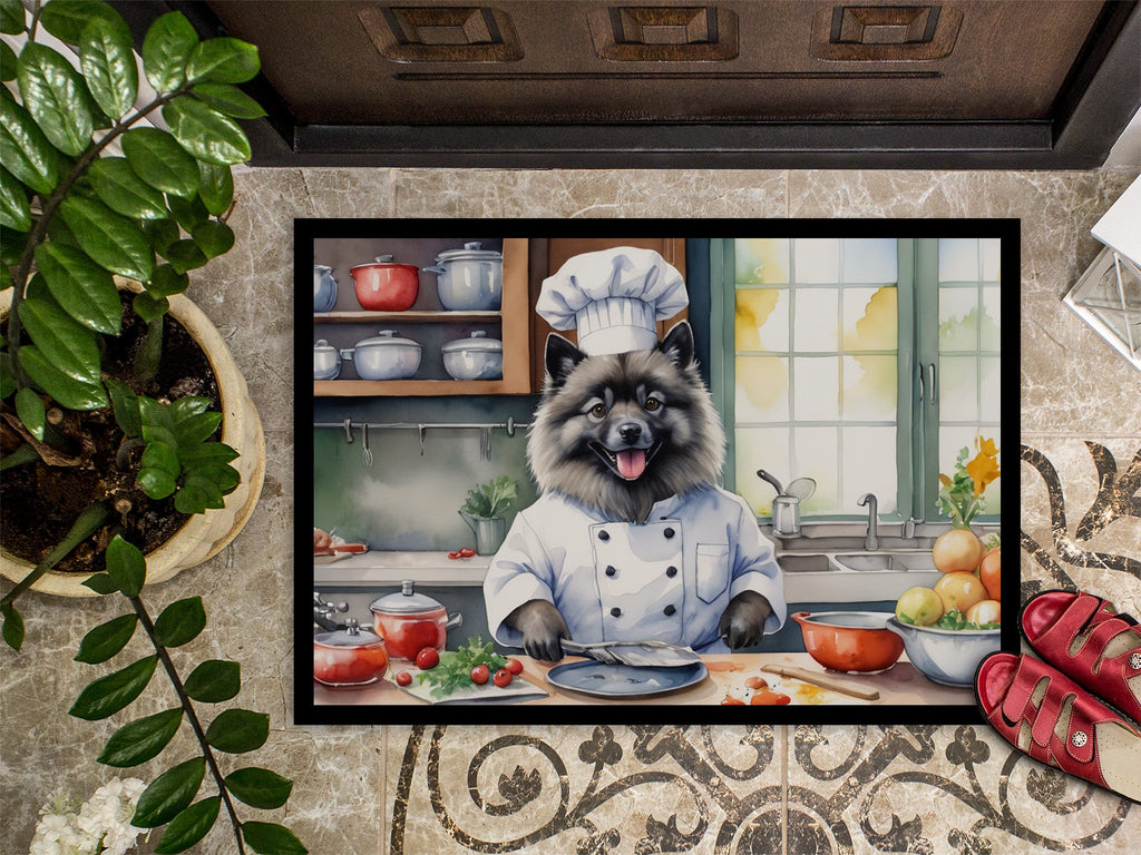 Keeshond The Chef Doormat Indoor Outdoor 24H X 36W Front Door Mat Rugs for Entryway, Non Slip Washable Low Pile,