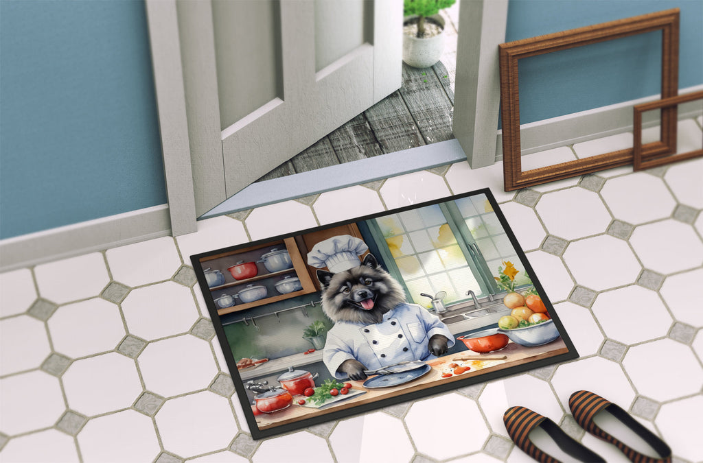 Keeshond The Chef Doormat Indoor Outdoor 24H X 36W Front Door Mat Rugs for Entryway, Non Slip Washable Low Pile,