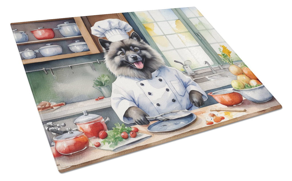 Keeshond The Chef Cutting Board Tempered Glass Kitchen Cutting Surface, Heat Resistant Chopping, Non-Slip Feet, Food Prep & Serving