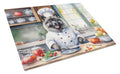 Keeshond The Chef Cutting Board Tempered Glass Kitchen Cutting Surface, Heat Resistant Chopping, Non-Slip Feet, Food Prep & Serving