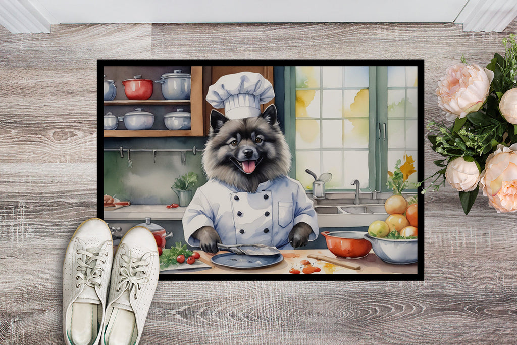 Keeshond The Chef Doormat Indoor Outdoor 18H X 27W Front Door Mat Rugs for Entryway, Non Slip Washable