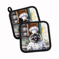 Keeshond The Chef Pot Holder Set of 2 Heat Resistant Quilted Hot Pads 7.5 x 7.5 Inch, Insulated Kitchen Trivets for Cooking & Baking