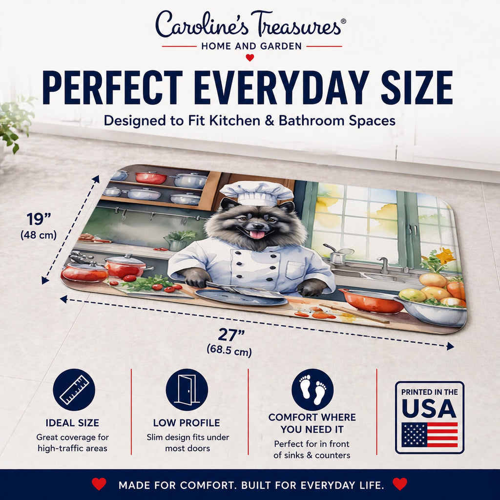 Keeshond The Chef Memory Foam Kitchen Mat Machine Washable Anti-Fatigue Cushion Comfort Bath or Kitchen Rug