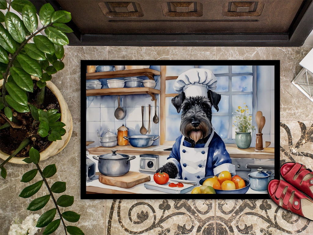 Kerry Blue Terrier The Chef Doormat Indoor Outdoor 24H X 36W Front Door Mat Rugs for Entryway, Non Slip Washable Low Pile,