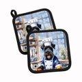 Kerry Blue Terrier The Chef Pot Holder Set of 2 Heat Resistant Quilted Hot Pads 7.5 x 7.5 Inch, Insulated Kitchen Trivets for Cooking & Baking