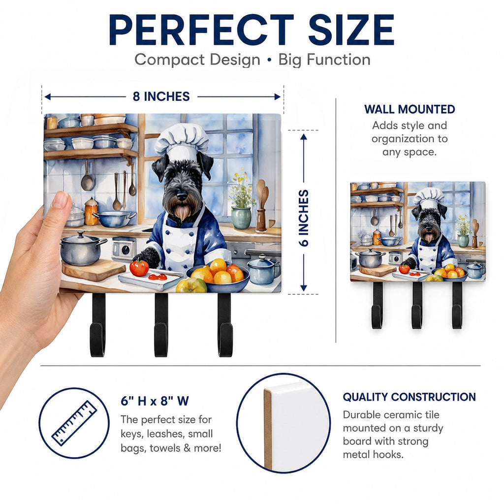 Kerry Blue Terrier The Chef Leash or Key Holder Wall Hooks, Coat Rack Wall Mount, for Hanging Keys, Towels, Aprons, Leashes