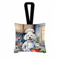Kuvasz The Chef Hanging Square Fabric Ornament 3.5 × 3.5 Decorative Door-Knob & Tree Hanger, Soft Fabric