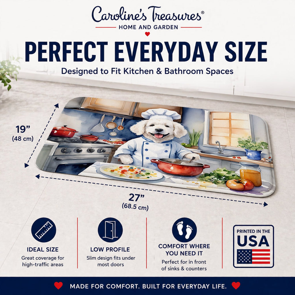 Kuvasz The Chef Memory Foam Kitchen Mat Machine Washable Anti-Fatigue Cushion Comfort Bath or Kitchen Rug