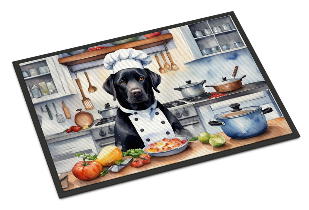 Black Labrador Retriever The Chef Doormat Indoor Outdoor 24H X 36W Front Door Mat Rugs for Entryway, Non Slip Washable Low Pile,