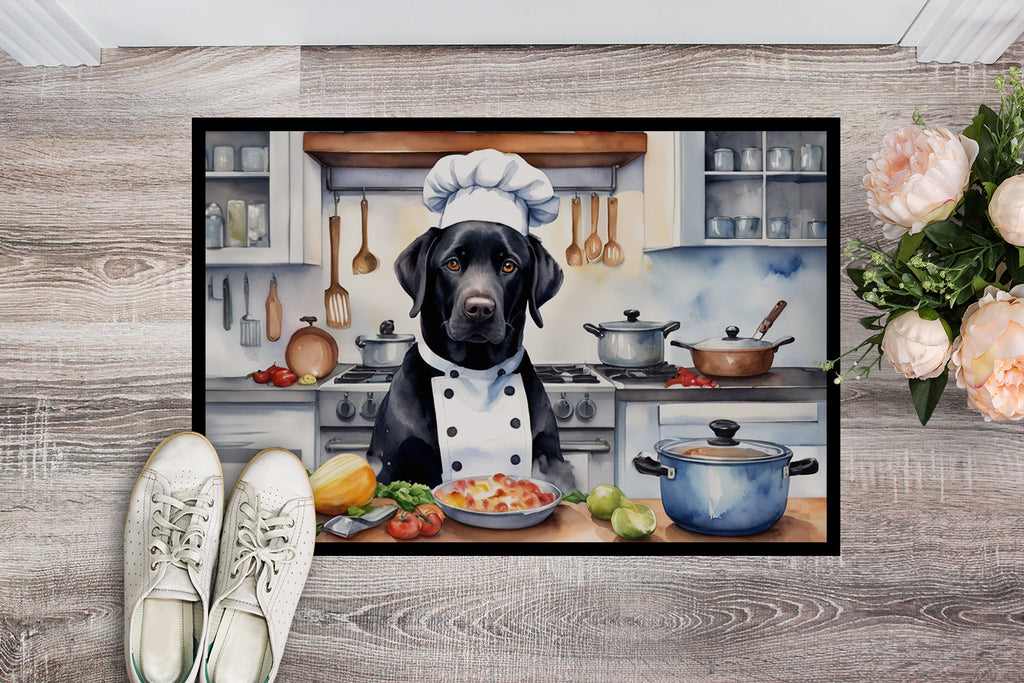 Black Labrador Retriever The Chef Doormat Indoor Outdoor 24H X 36W Front Door Mat Rugs for Entryway, Non Slip Washable Low Pile,