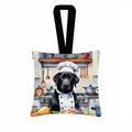 Black Labrador Retriever The Chef Hanging Square Fabric Ornament 3.5 × 3.5 Decorative Door-Knob & Tree Hanger, Soft Fabric