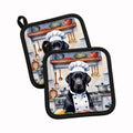Black Labrador Retriever The Chef Pot Holder Set of 2 Heat Resistant Quilted Hot Pads 7.5 x 7.5 Inch, Insulated Kitchen Trivets for Cooking & Baking