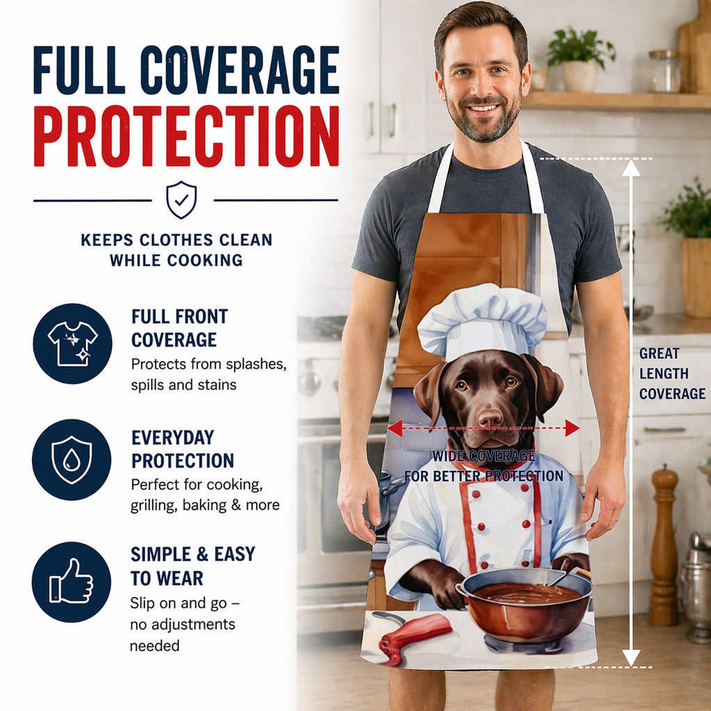 Chocolate Labrador Retriever The Chef Apron Cooking Kitchen Server Baking Crafts Gardening for Adult Women Men, Unisex, Large, Multicolor