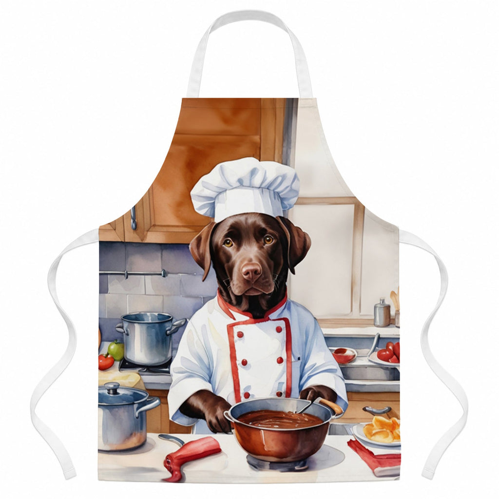 Chocolate Labrador Retriever The Chef Apron Cooking Kitchen Server Baking Crafts Gardening for Adult Women Men, Unisex, Large, Multicolor