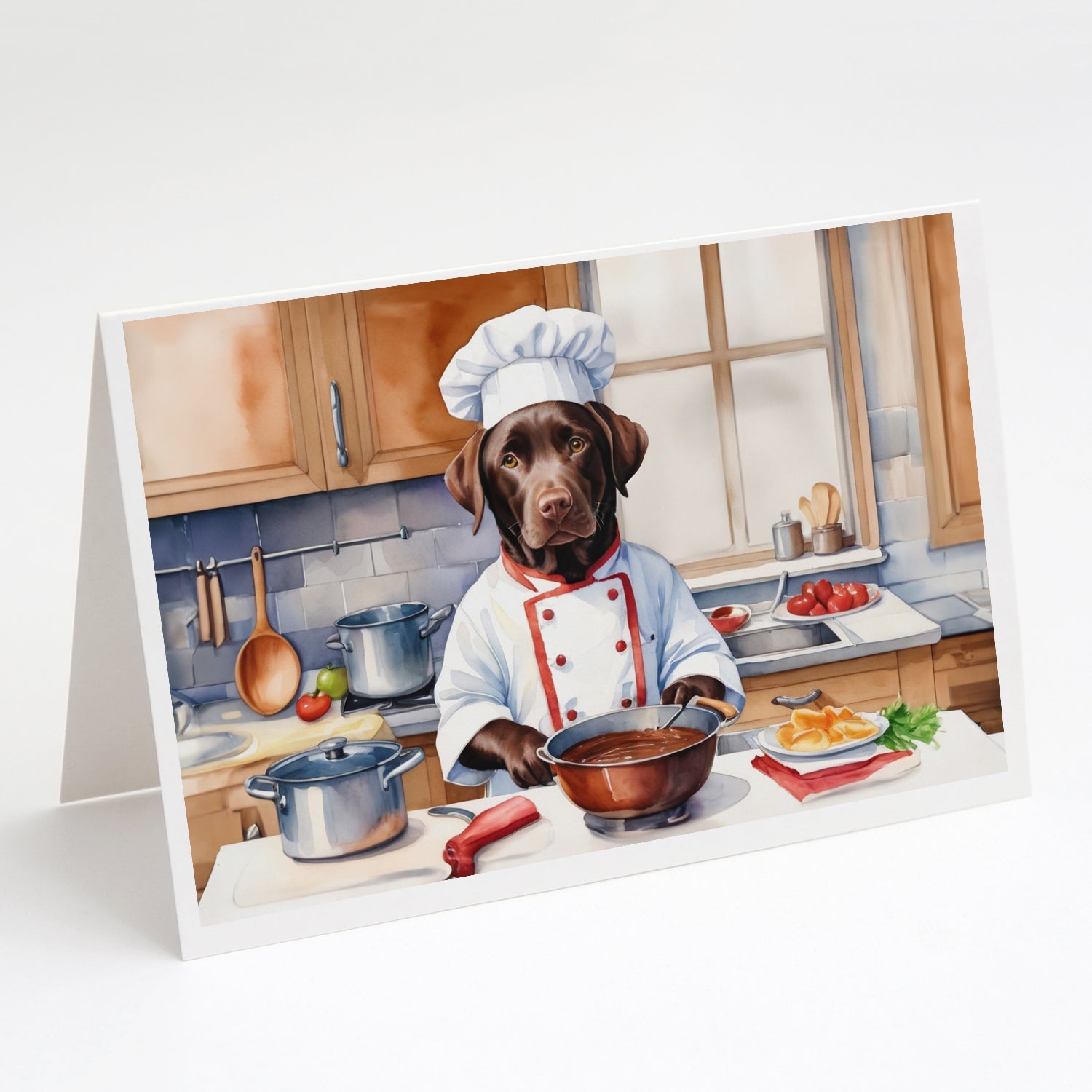 Chocolate Labrador Retriever The Chef Greeting Cards Pack of 8 Blank Cards with Envelopes Whimsical A7 Size 5x7