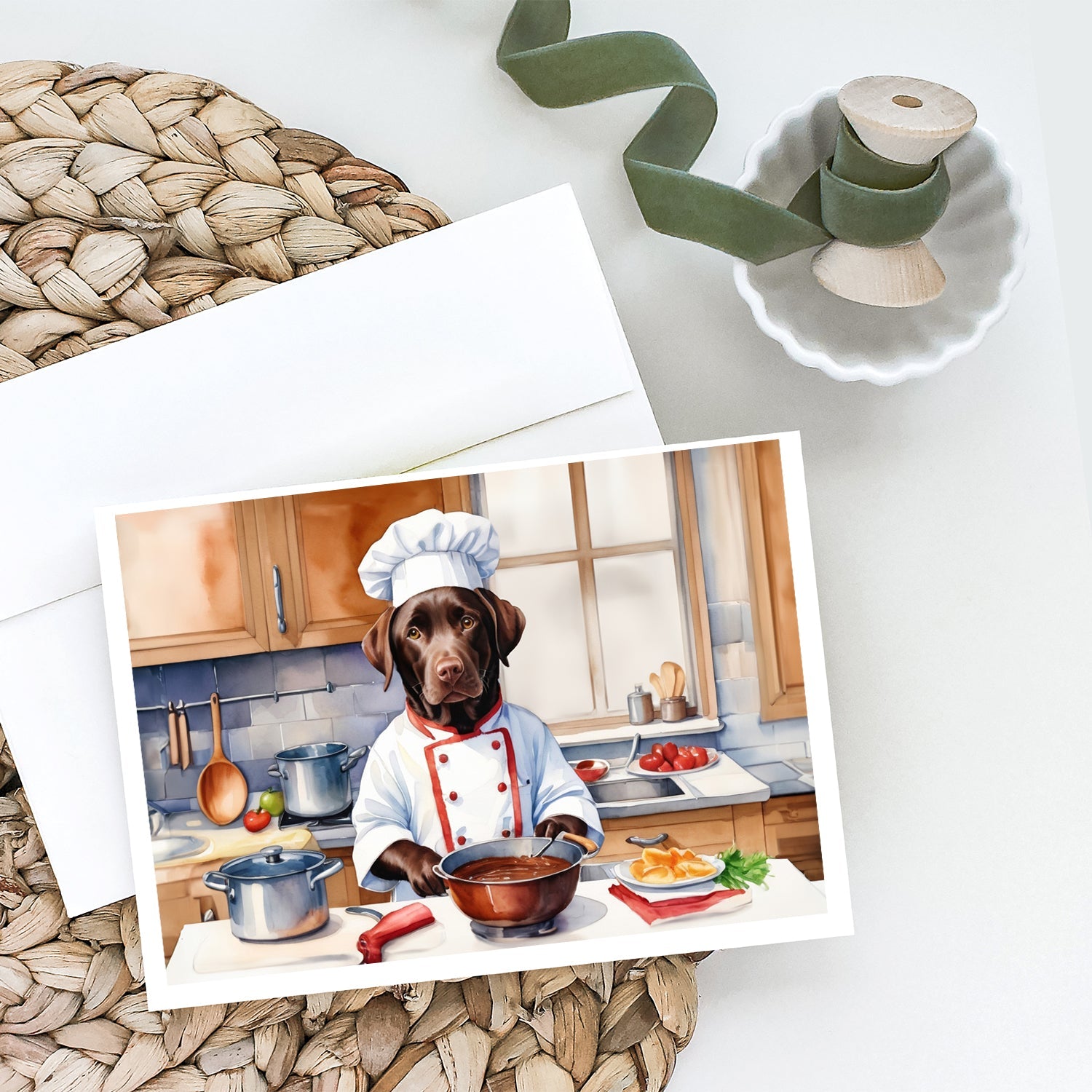 Chocolate Labrador Retriever The Chef Greeting Cards Pack of 8 Blank Cards with Envelopes Whimsical A7 Size 5x7