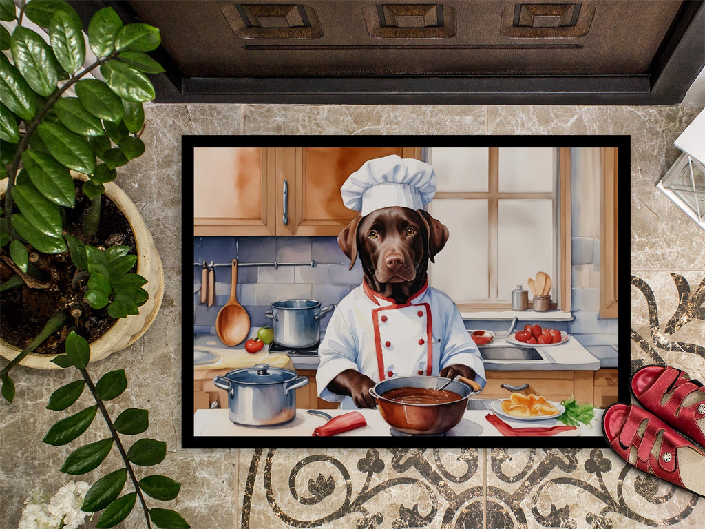 Chocolate Labrador Retriever The Chef Doormat Indoor Outdoor 24H X 36W Front Door Mat Rugs for Entryway, Non Slip Washable Low Pile,