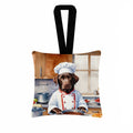 Chocolate Labrador Retriever The Chef Hanging Square Fabric Ornament 3.5 × 3.5 Decorative Door-Knob & Tree Hanger, Soft Fabric