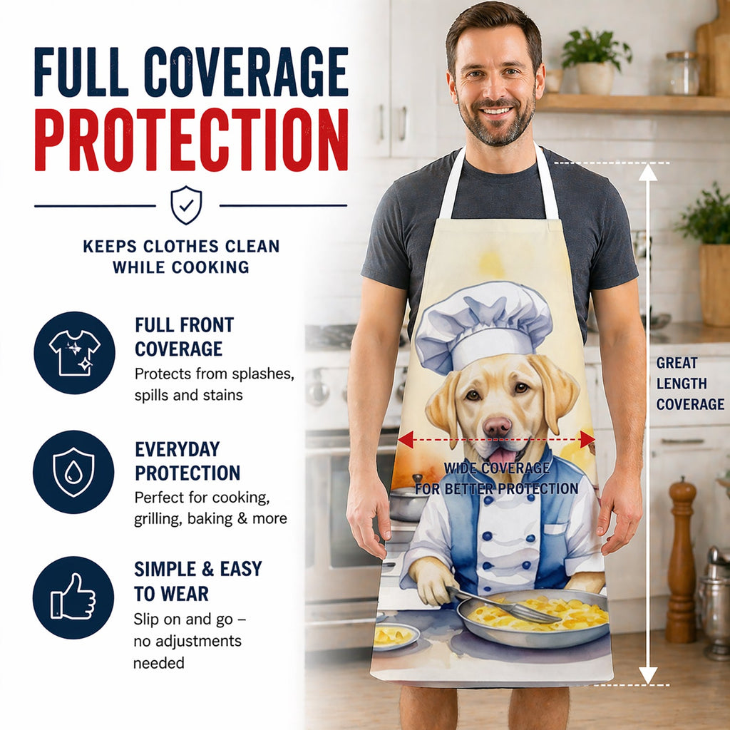 Yellow Labrador Retriever The Chef Apron Cooking Kitchen Server Baking Crafts Gardening for Adult Women Men, Unisex, Large, Multicolor