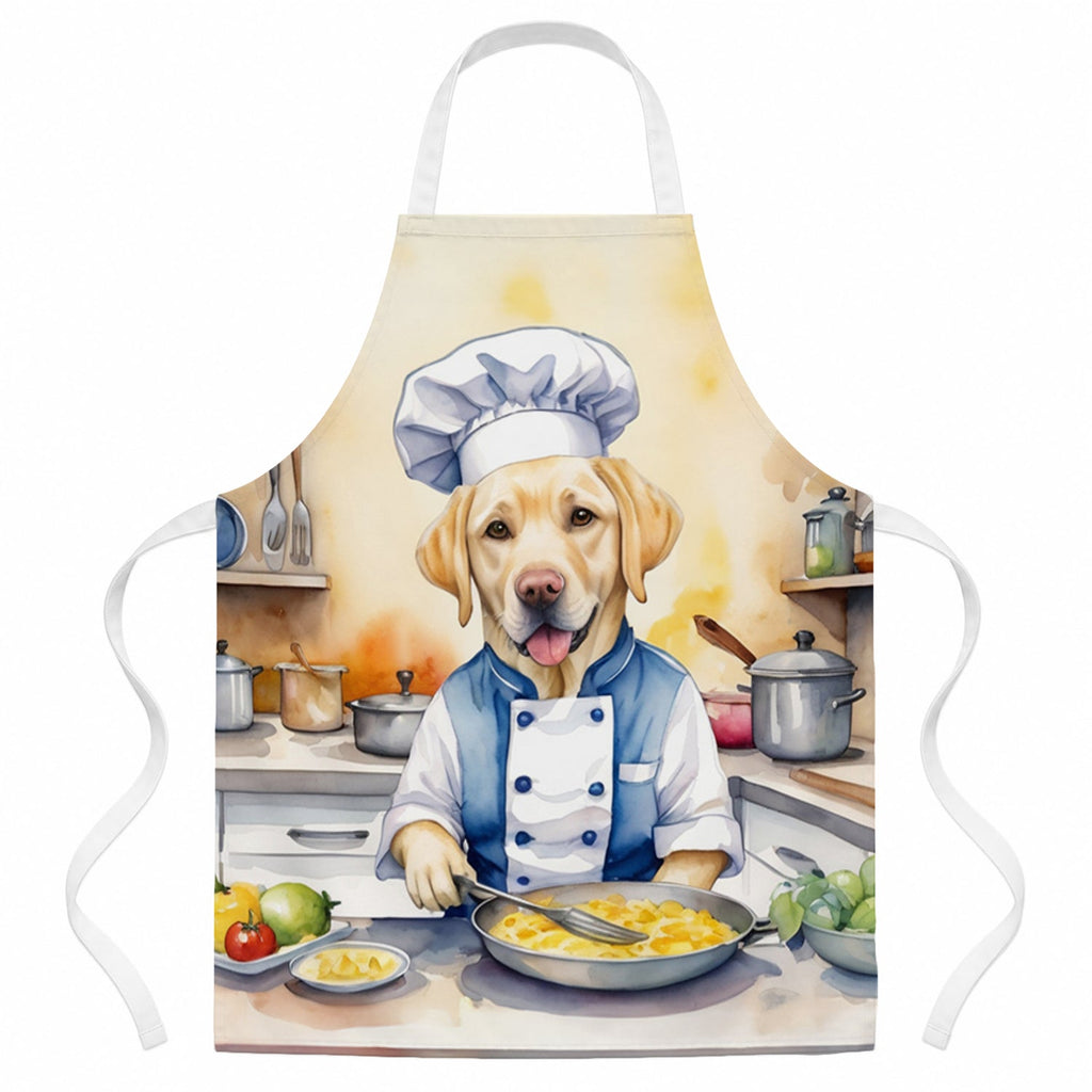 Yellow Labrador Retriever The Chef Apron Cooking Kitchen Server Baking Crafts Gardening for Adult Women Men, Unisex, Large, Multicolor