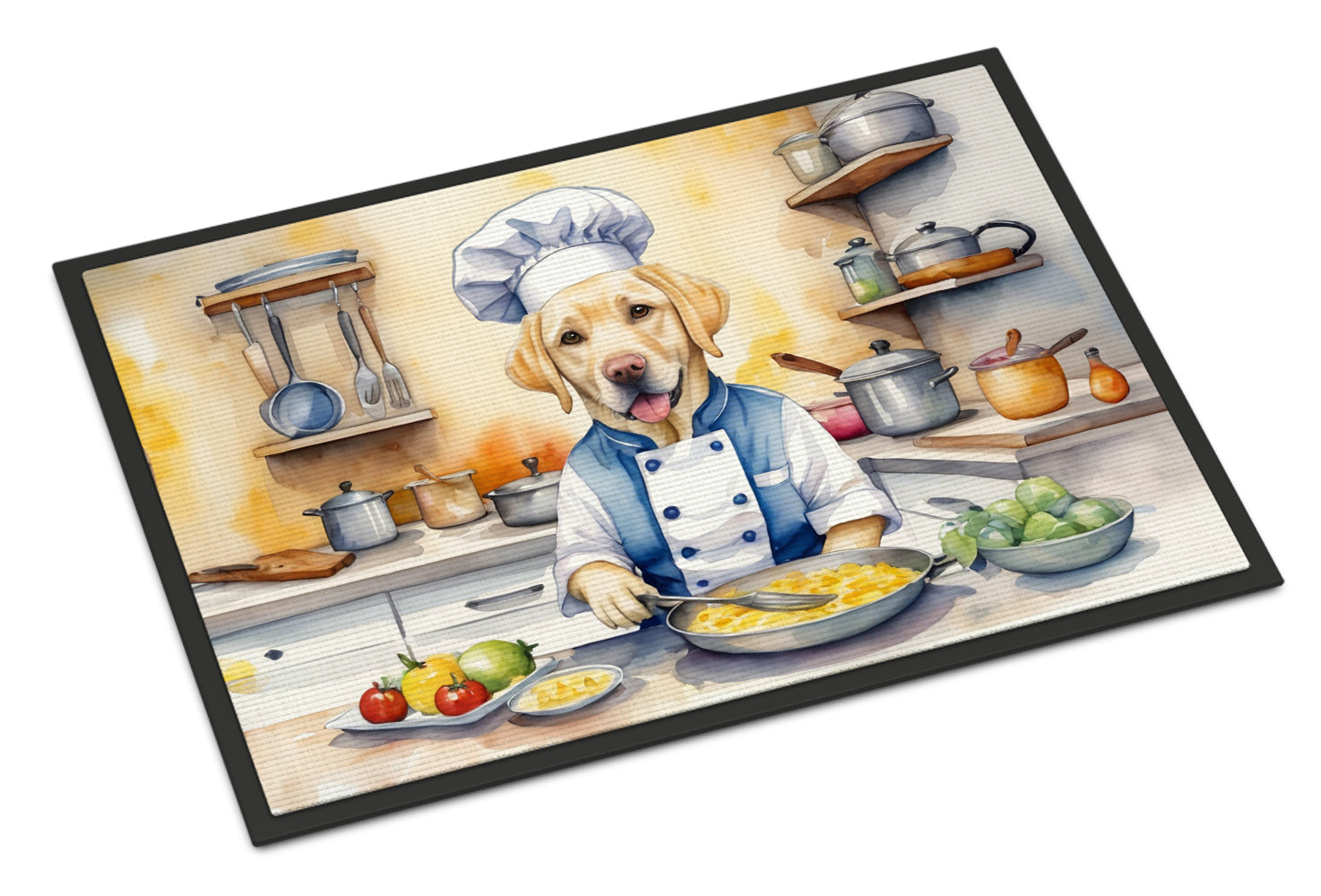 Yellow Labrador Retriever The Chef Doormat Indoor Outdoor 18H X 27W Front Door Mat Rugs for Entryway, Non Slip Washable