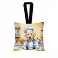Yellow Labrador Retriever The Chef Hanging Square Fabric Ornament 3.5 × 3.5 Decorative Door-Knob & Tree Hanger, Soft Fabric