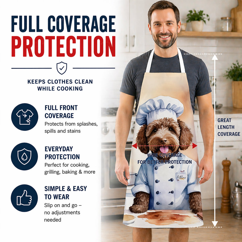 Labradoodle The Chef Apron Cooking Kitchen Server Baking Crafts Gardening for Adult Women Men, Unisex, Large, Multicolor