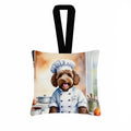 Labradoodle The Chef Hanging Square Fabric Ornament 3.5 × 3.5 Decorative Door-Knob & Tree Hanger, Soft Fabric