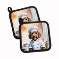 Labradoodle The Chef Pot Holder Set of 2 Heat Resistant Quilted Hot Pads 7.5 x 7.5 Inch, Insulated Kitchen Trivets for Cooking & Baking