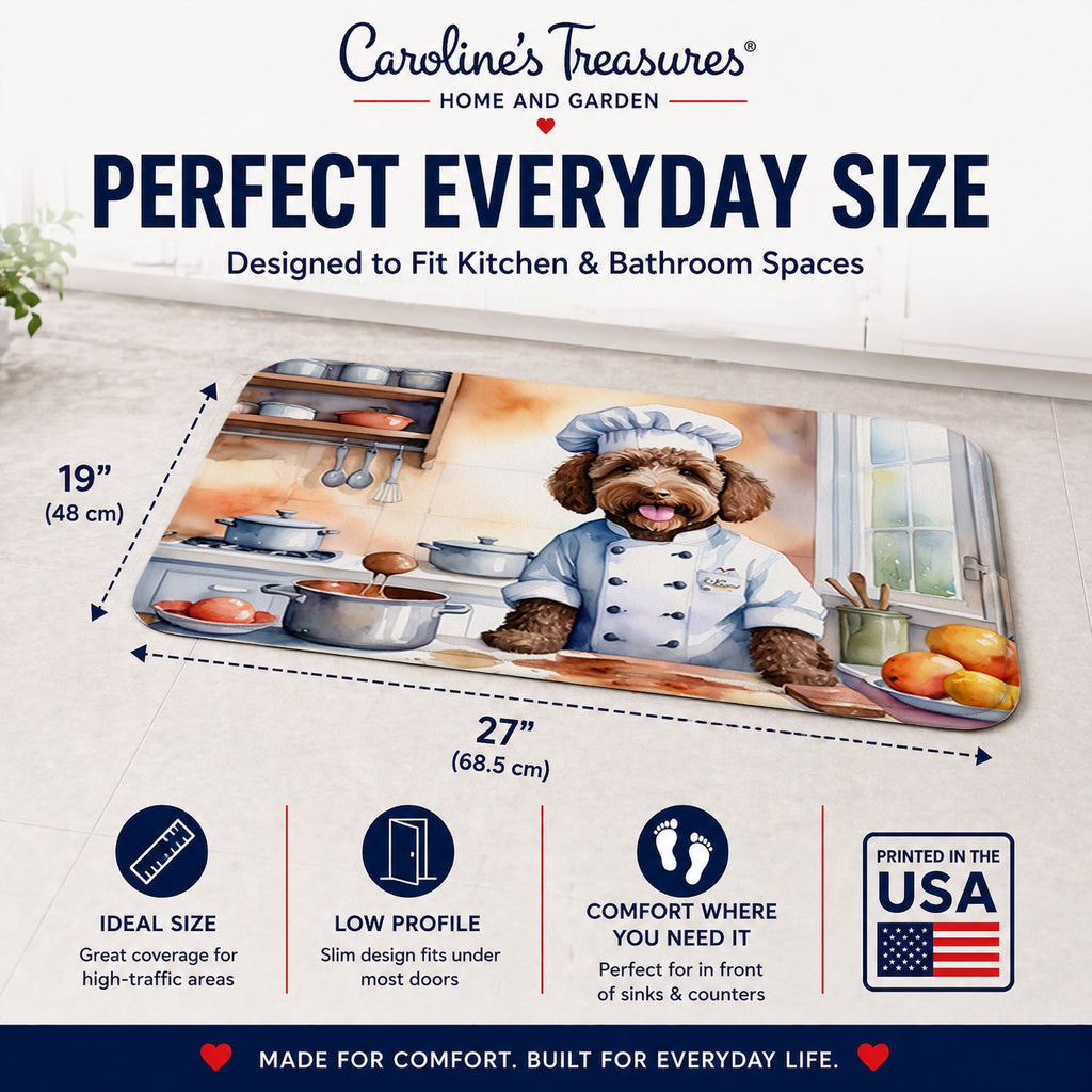 Labradoodle The Chef Memory Foam Kitchen Mat Machine Washable Anti-Fatigue Cushion Comfort Bath or Kitchen Rug