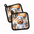Labradoodle The Chef Pot Holder Set of 2 Heat Resistant Quilted Hot Pads 7.5 x 7.5 Inch, Insulated Kitchen Trivets for Cooking & Baking