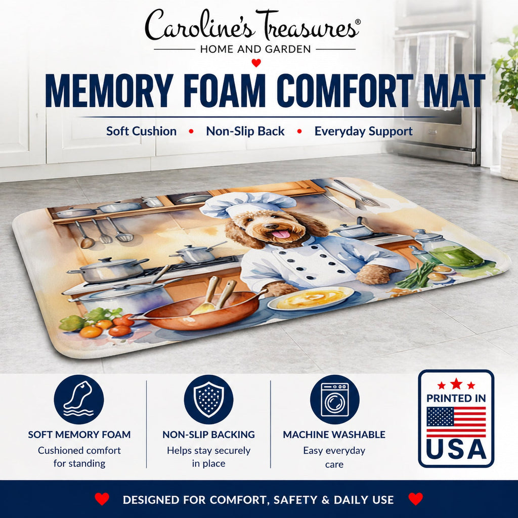 Labradoodle The Chef Memory Foam Kitchen Mat Machine Washable Anti-Fatigue Cushion Comfort Bath or Kitchen Rug