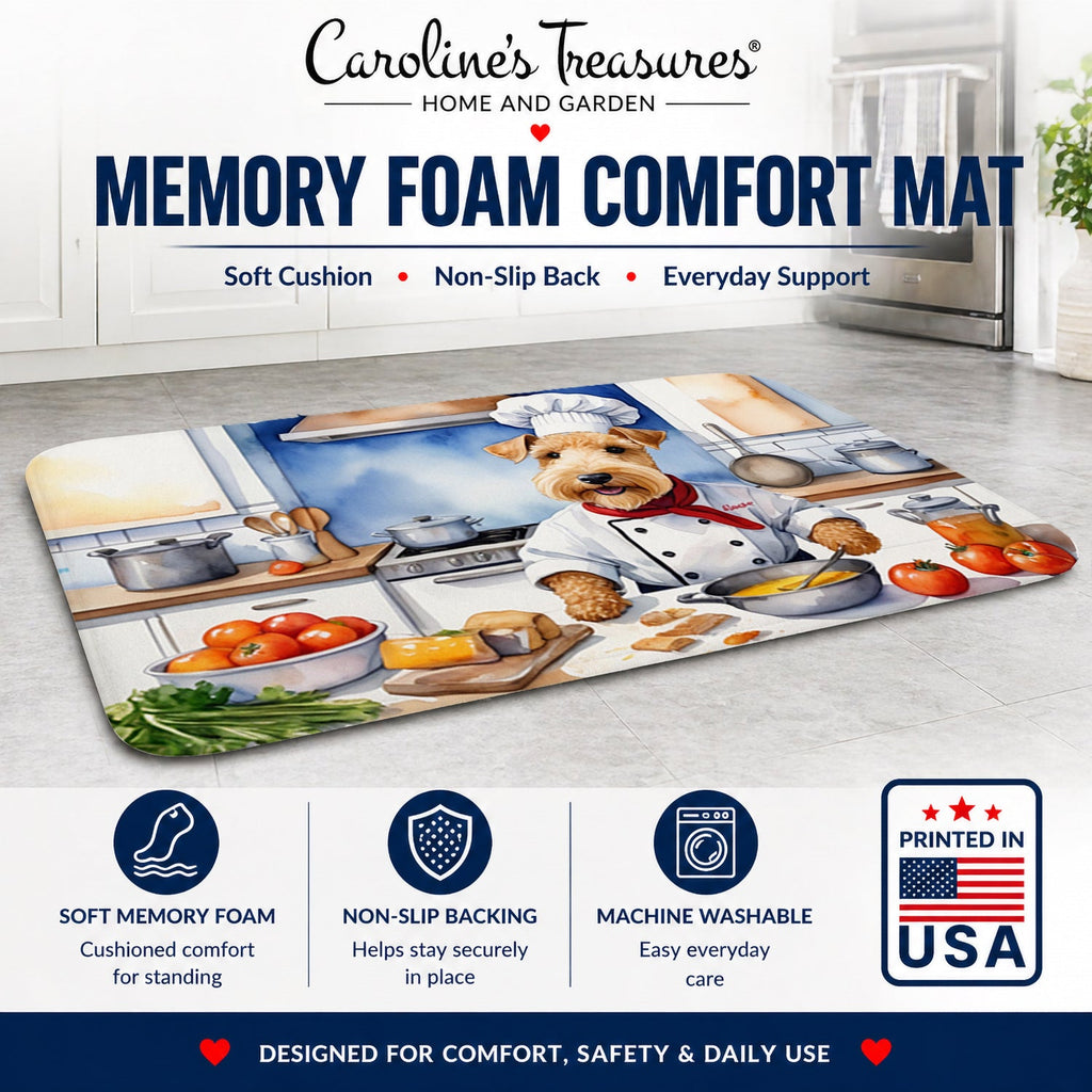 Lakeland Terrier The Chef Memory Foam Kitchen Mat Machine Washable Anti-Fatigue Cushion Comfort Bath or Kitchen Rug