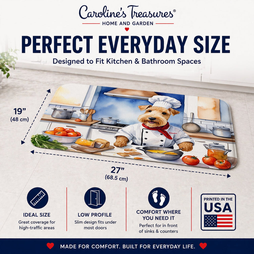 Lakeland Terrier The Chef Memory Foam Kitchen Mat Machine Washable Anti-Fatigue Cushion Comfort Bath or Kitchen Rug