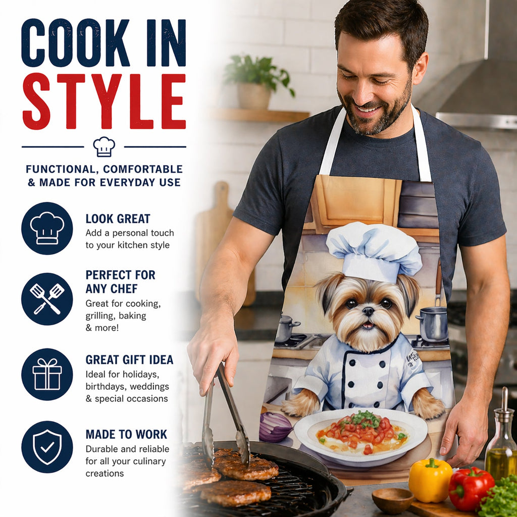 Lhasa Apso The Chef Apron Cooking Kitchen Server Baking Crafts Gardening for Adult Women Men, Unisex, Large, Multicolor