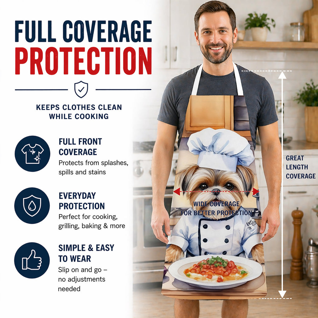 Lhasa Apso The Chef Apron Cooking Kitchen Server Baking Crafts Gardening for Adult Women Men, Unisex, Large, Multicolor