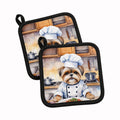 Lhasa Apso The Chef Pot Holder Set of 2 Heat Resistant Quilted Hot Pads 7.5 x 7.5 Inch, Insulated Kitchen Trivets for Cooking & Baking