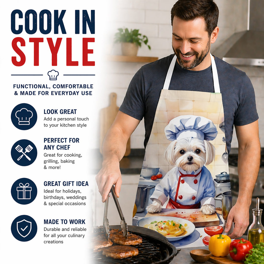 Maltese The Chef Apron Cooking Kitchen Server Baking Crafts Gardening for Adult Women Men, Unisex, Large, Multicolor