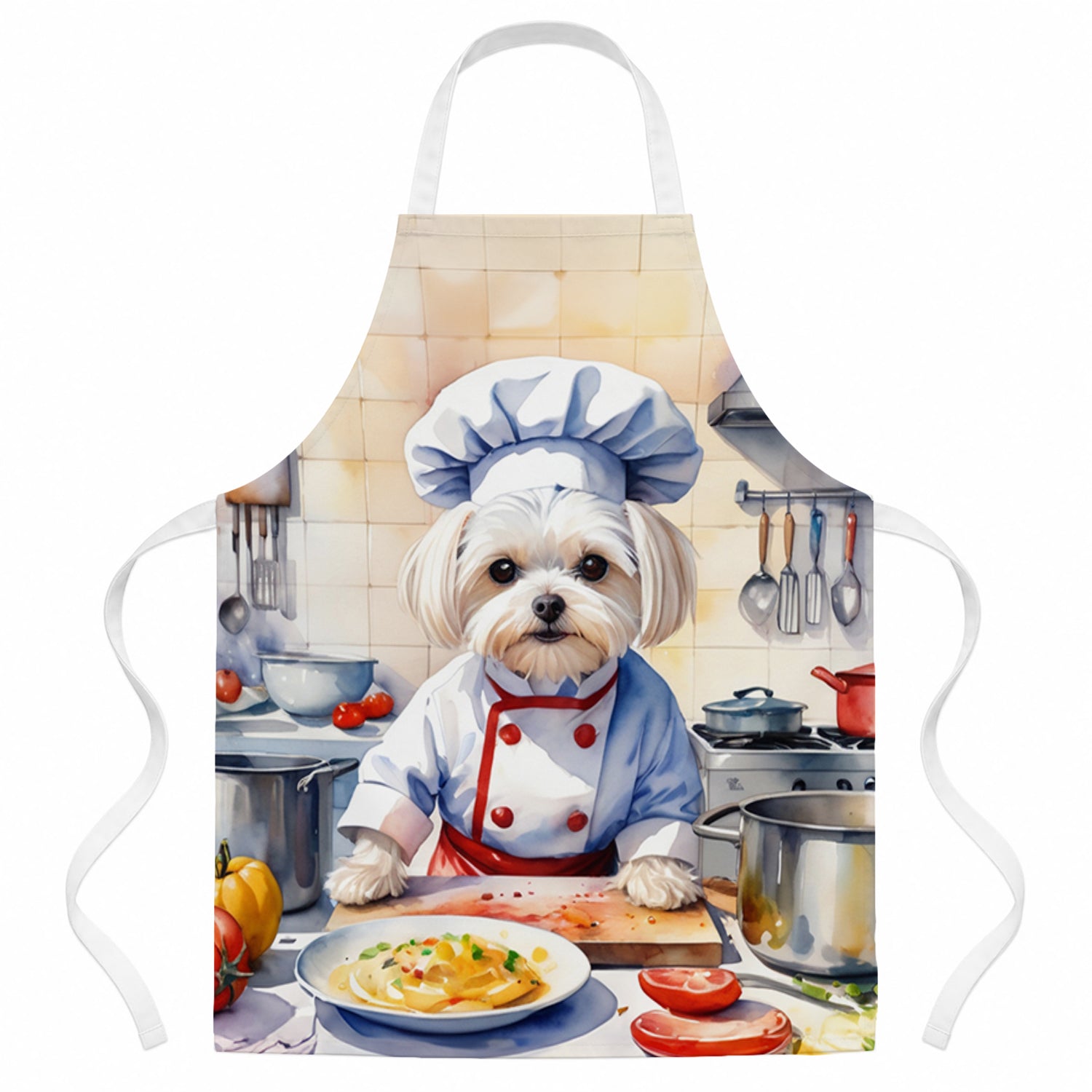 Maltese The Chef Apron Cooking Kitchen Server Baking Crafts Gardening for Adult Women Men, Unisex, Large, Multicolor