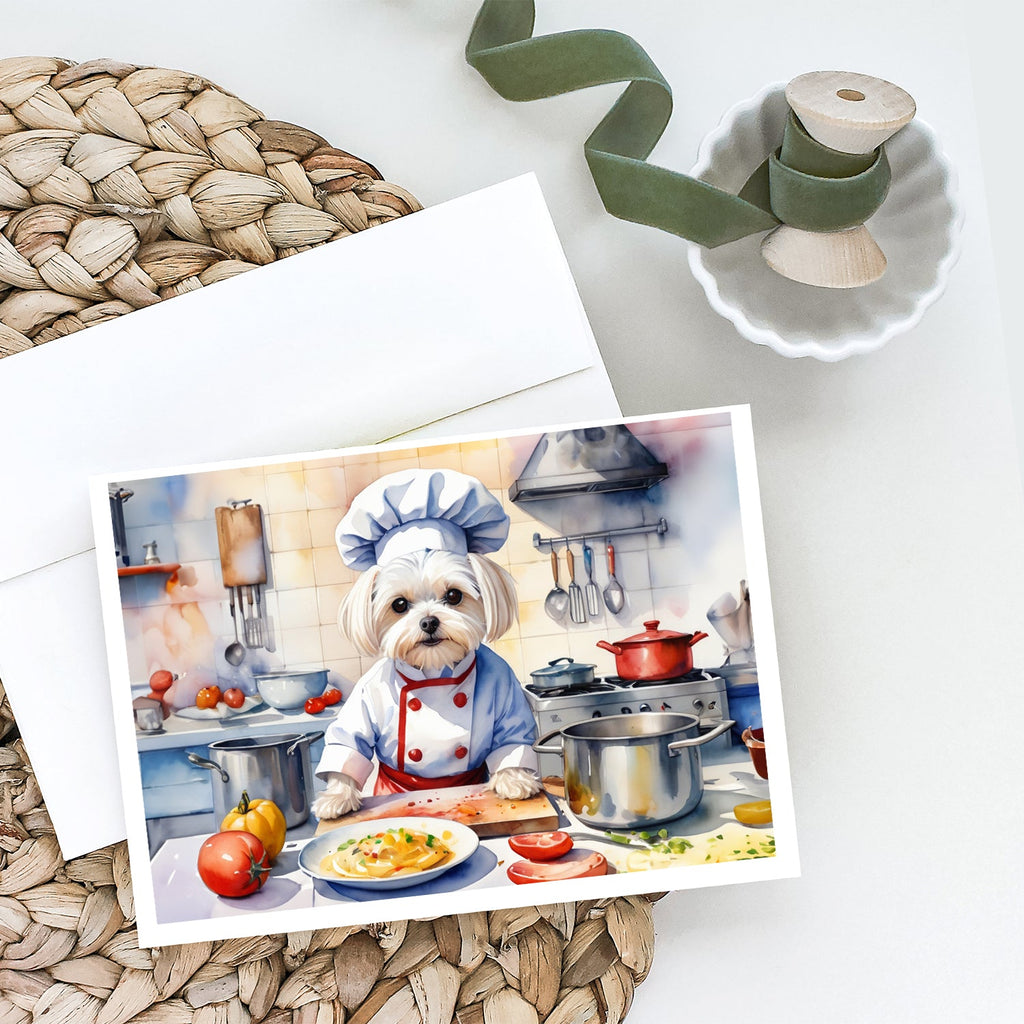 Maltese The Chef Greeting Cards Pack of 8 Blank Cards with Envelopes Whimsical A7 Size 5x7