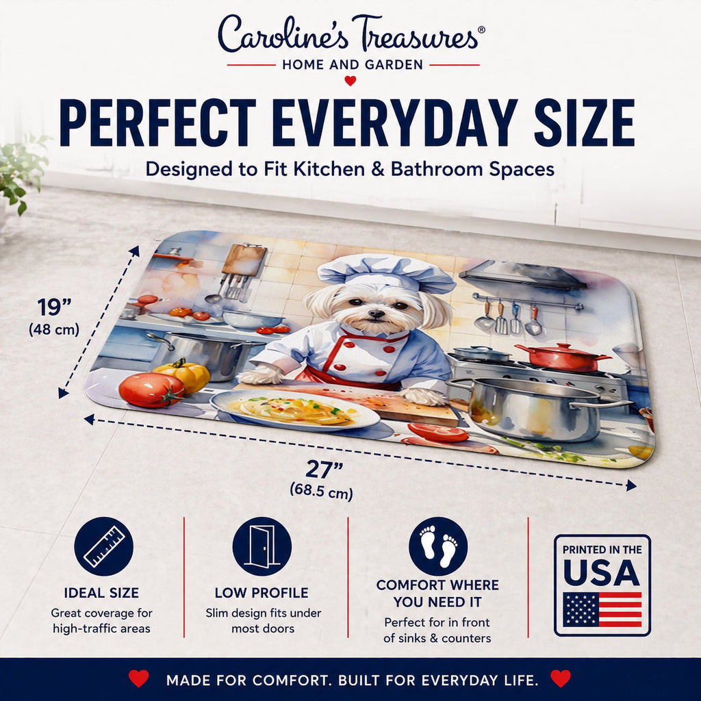Maltese The Chef Memory Foam Kitchen Mat Machine Washable Anti-Fatigue Cushion Comfort Bath or Kitchen Rug
