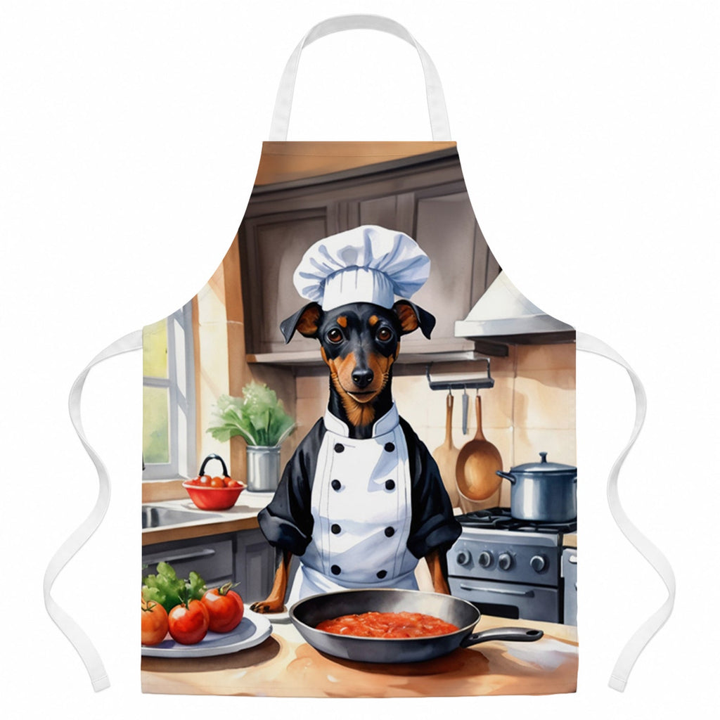 Manchester Terrier The Chef Apron Cooking Kitchen Server Baking Crafts Gardening for Adult Women Men, Unisex, Large, Multicolor